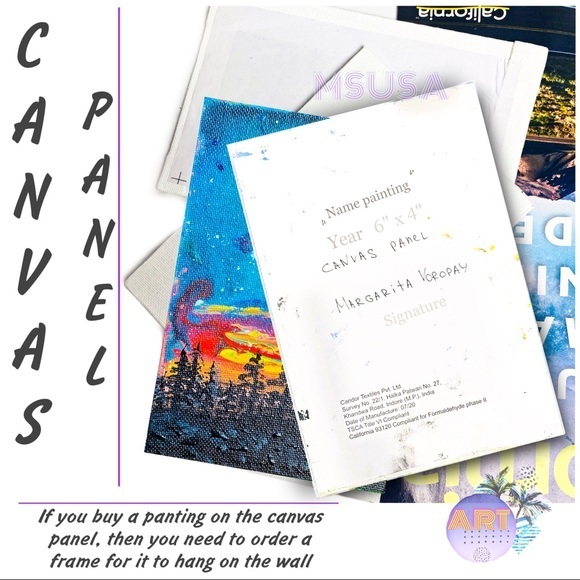 Northern Lights Painting Pine Tree Original Art Canvas Painting 6x4 Fluid Artwor - Picture 9 of 10